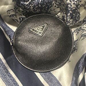 Prada Black Textured Coin Pouch